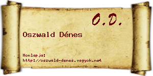 Oszwald Dénes névjegykártya